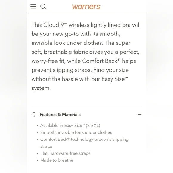 Warner's Wireless Lightly Lined Comfort Bra Size Large - Picture 6 of 7